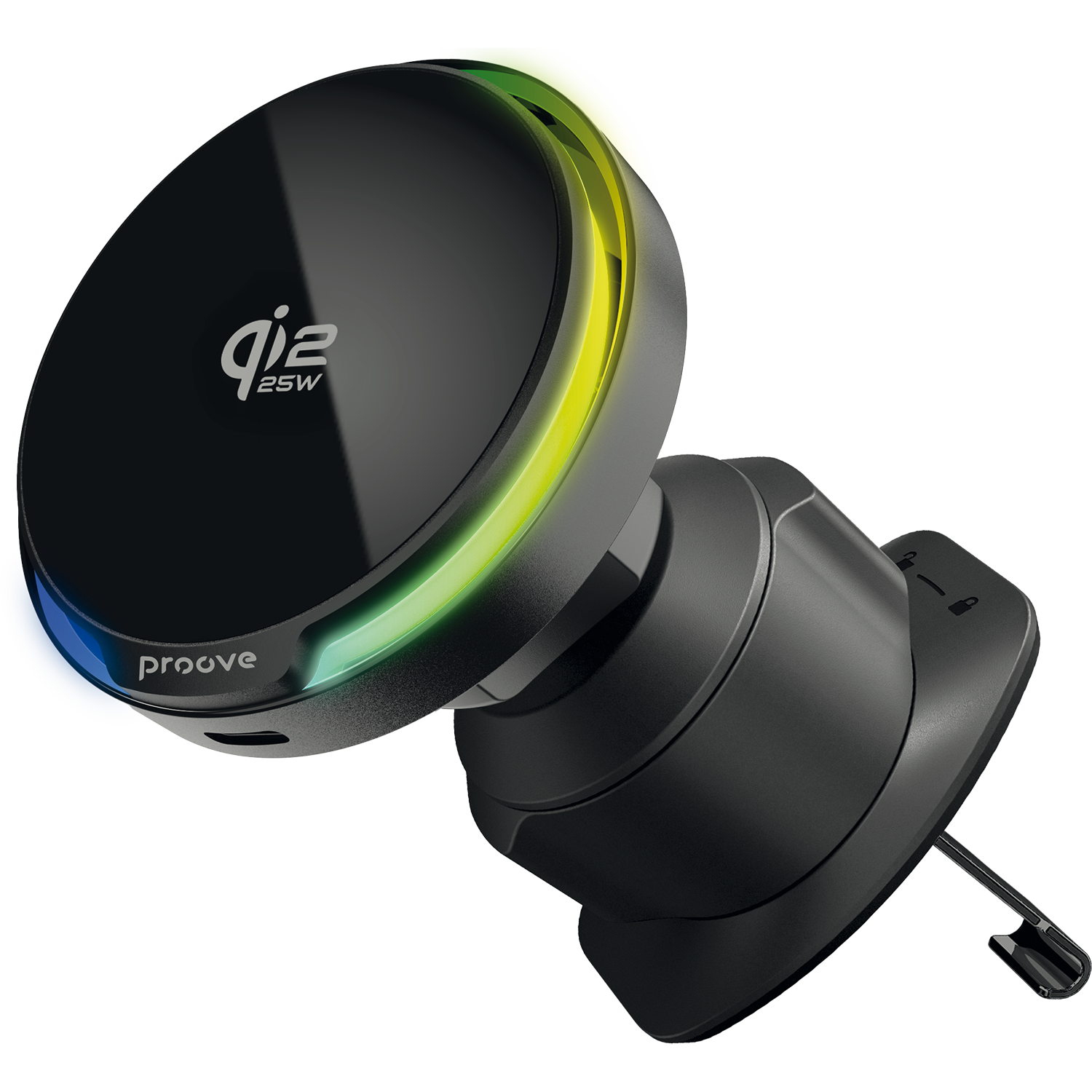 Mbajtëse veture me karikim wireless Proove Spark, Qi2.2, 25W, për ventilim, e zezë