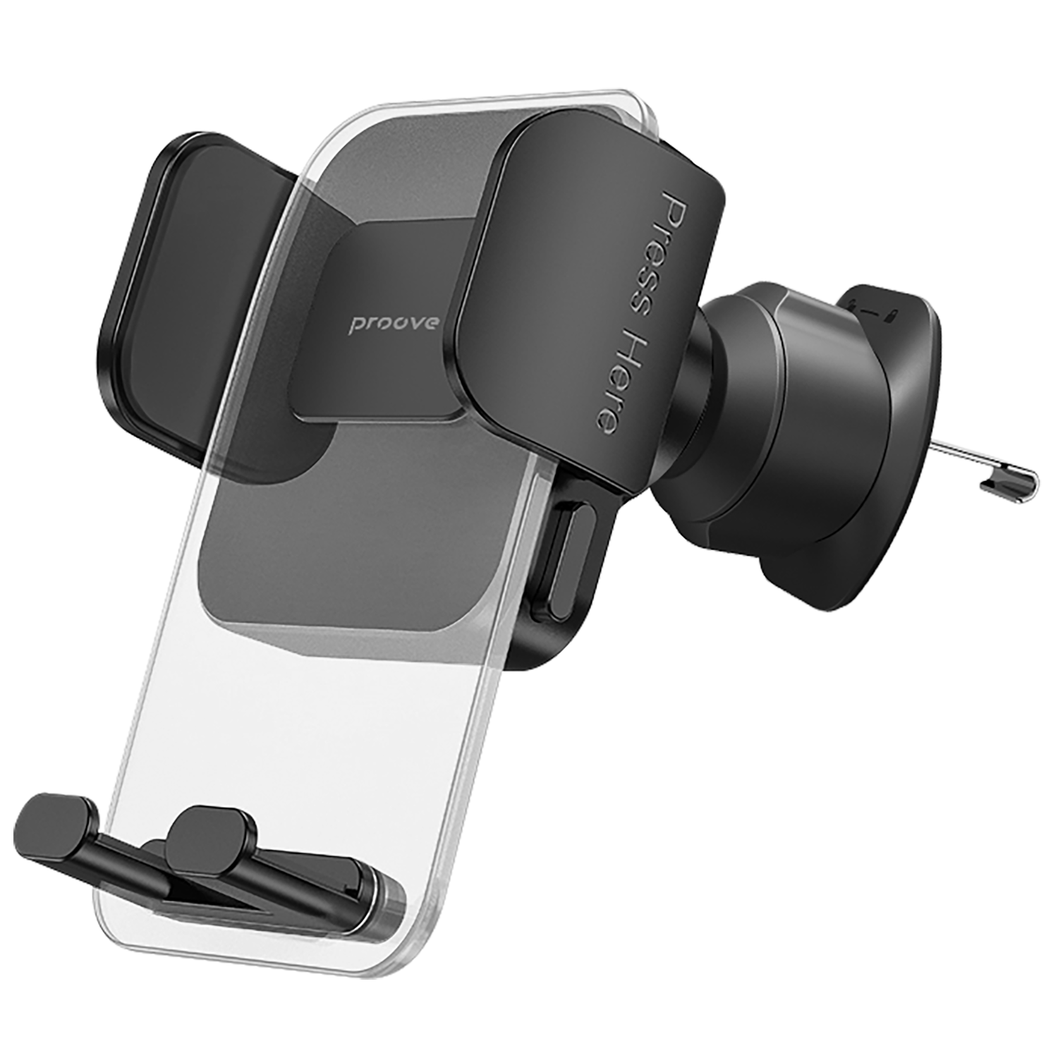 Mbajtëse telefoni për veturë Proove Crystal Clamp Plus, për ventilim, kapëse mekanike, e zezë