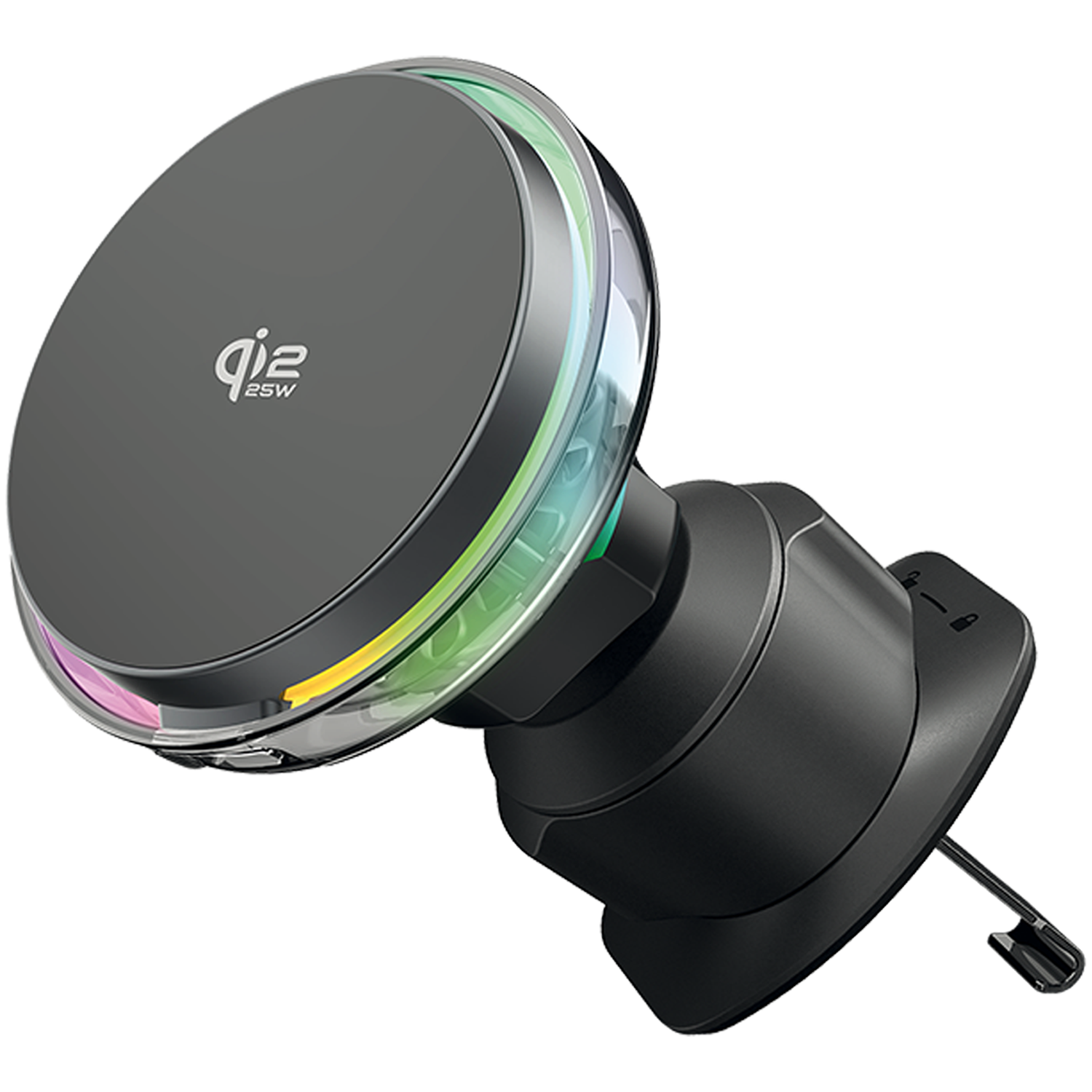Mbajtëse veture me karikim wireless Proove Light Crystal, Qi2.2, 25W, për ventilim, gri