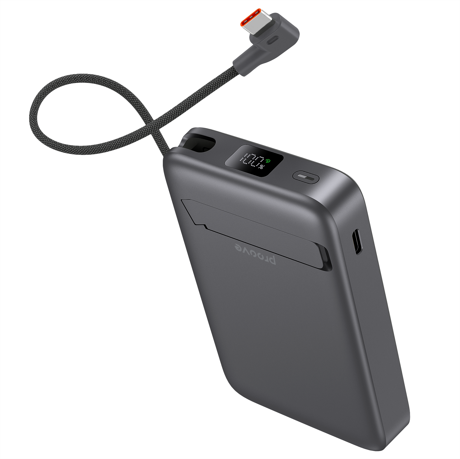 Powerbank Proove OverPower, 10000mAh, 35W, Qi2, me kabllo të integruar, gri