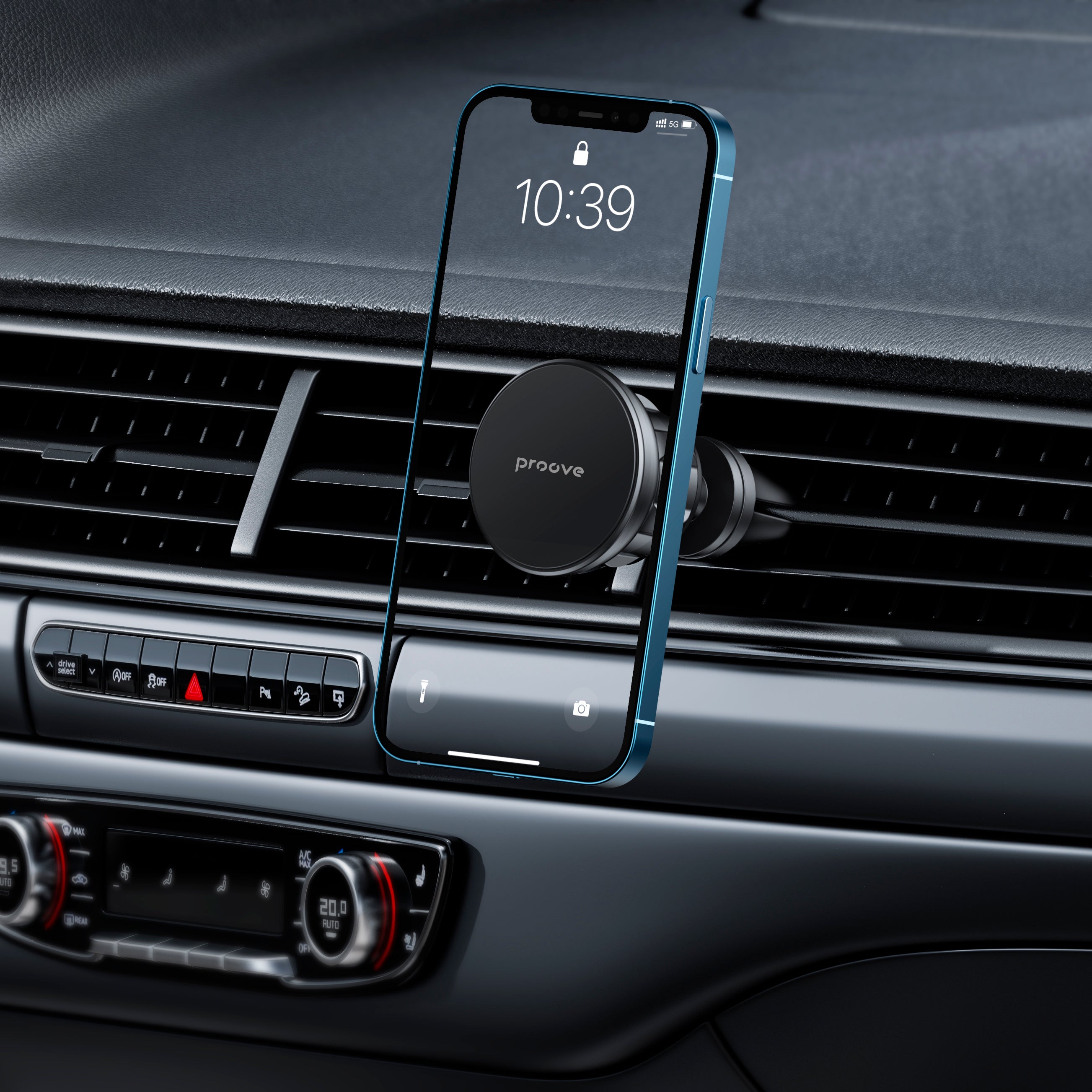 Mbajtëse magnetike për telefon Proove Basic, për ventilim makine, e zezë