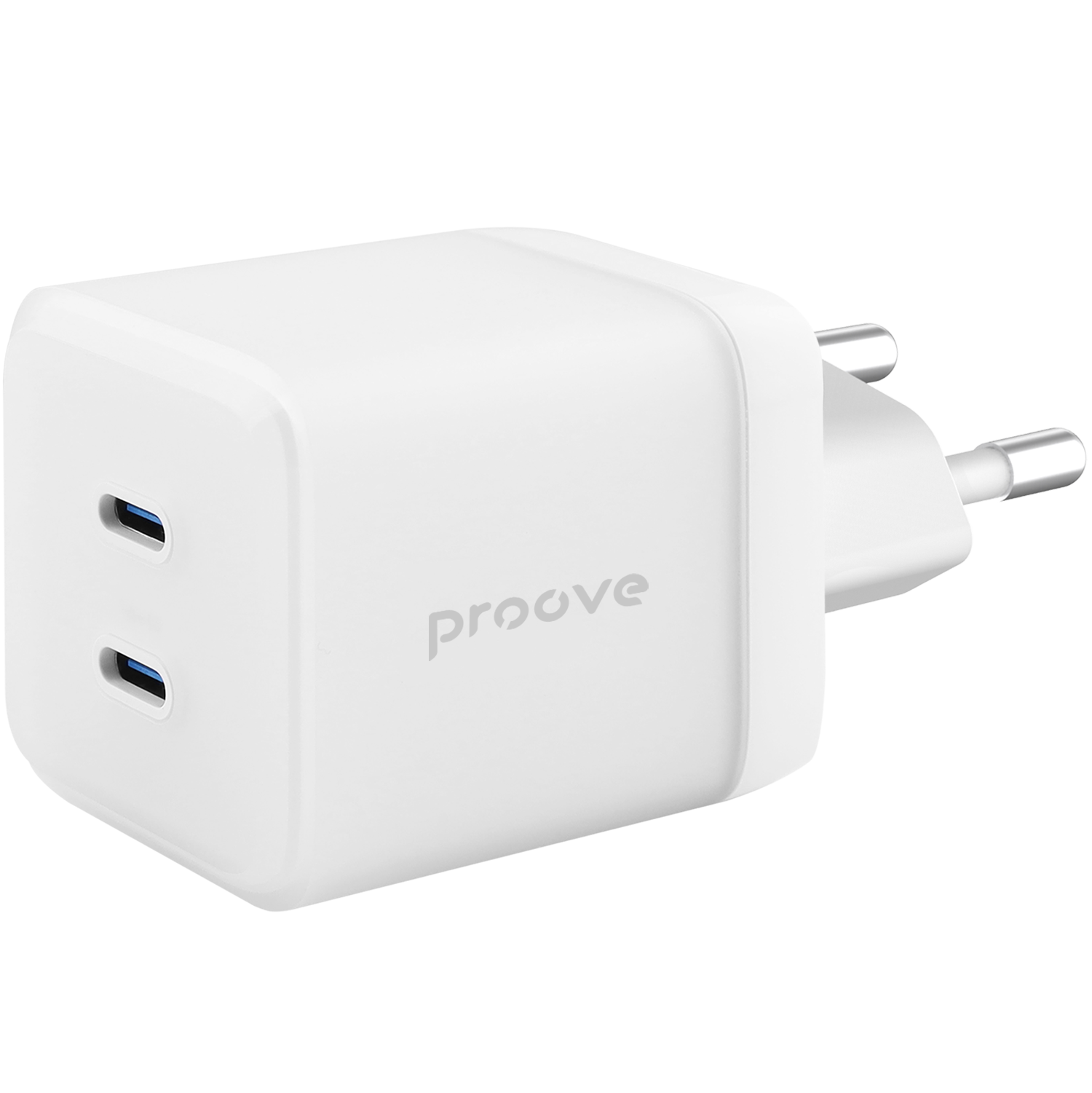 Karikues muri Proove Pure GaN Max, 67W, 2×Type-C, e bardhë