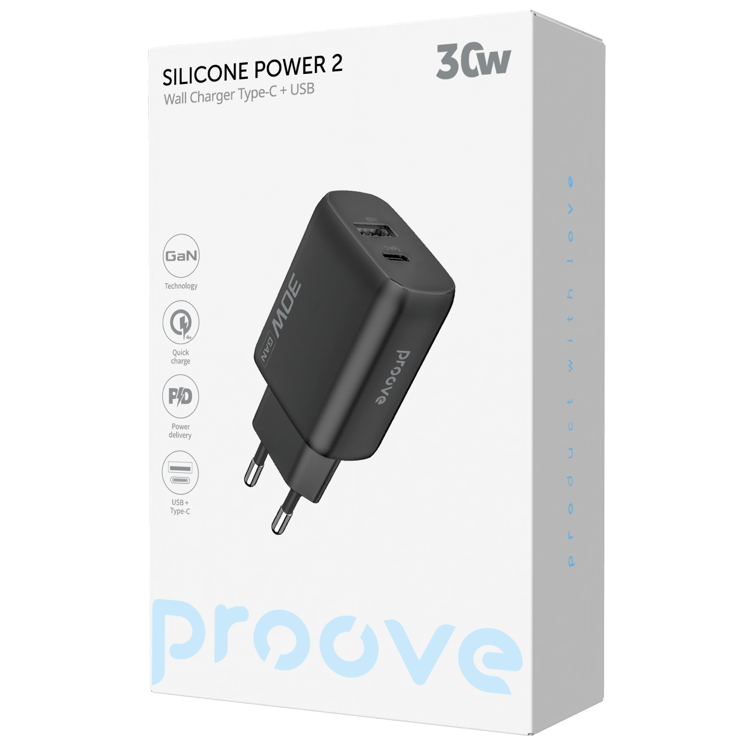 Karikues muri Proove Silicone Power 2, 30W, Type-C + USB, i zi