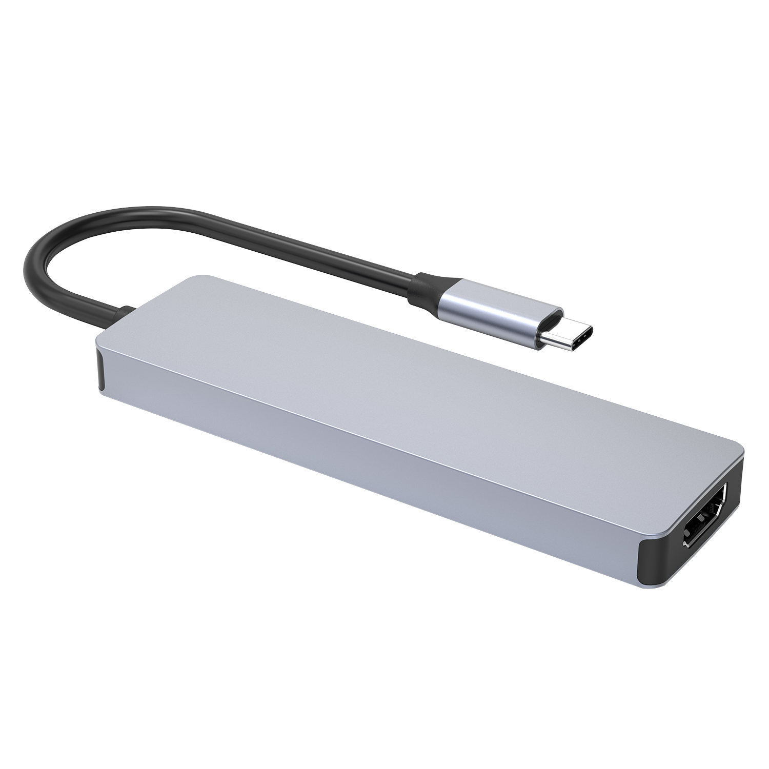 Adapter Hub Type-C Proove Iron Link 5 në 1 (3×USB3.0 + Type-C + HDMI), silver