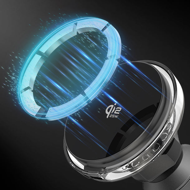Mbajtëse veture me karikim wireless Proove Light Crystal, Qi2.2, 25W, për ventilim, gri