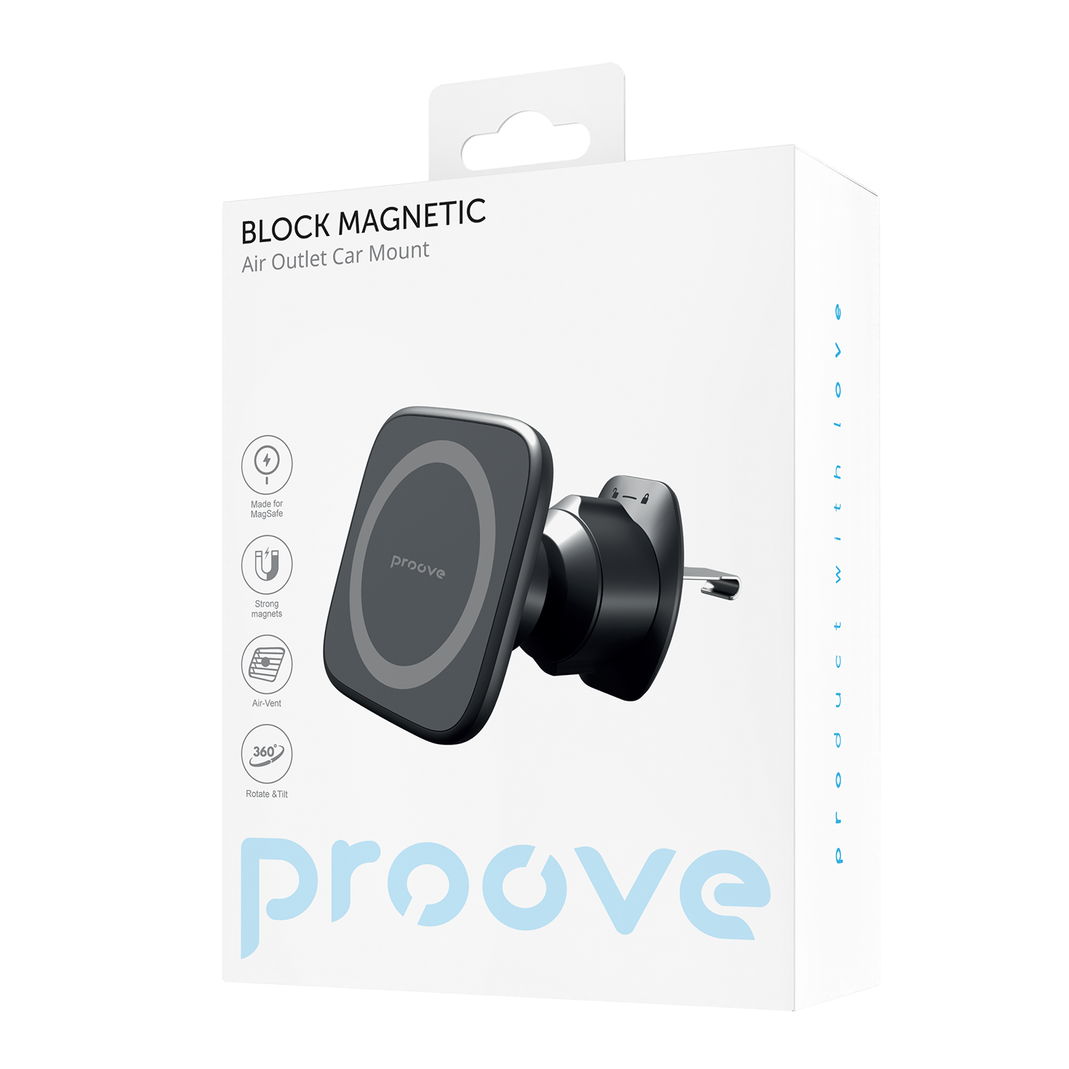 Mbajtëse telefoni për veturë Proove Block Magnetic, magnetike për ventilim, e zezë