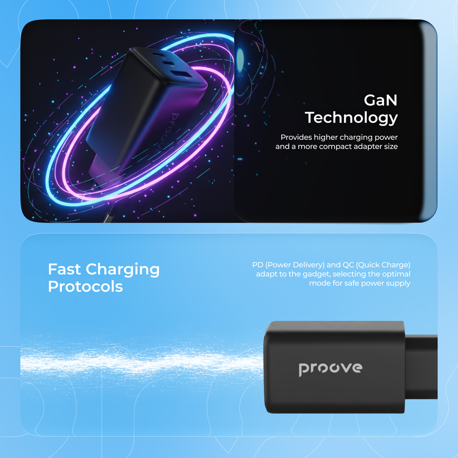 Karikues muri Proove Pocket, 65W, me 2×Type-C dhe USB, i zi