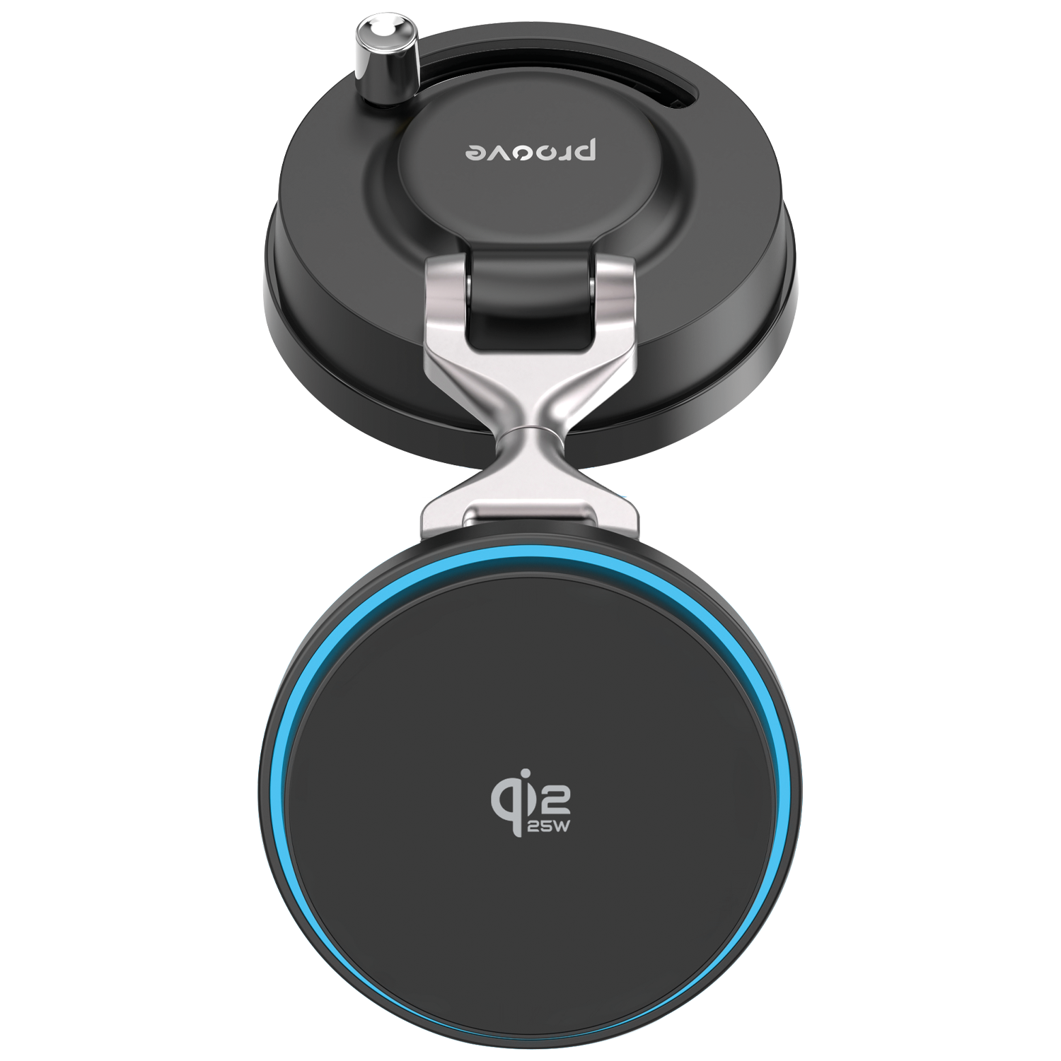 Mbajtëse veture me karikim wireless Proove Jetlock, Qi2, 25W, me thithëse, e zezë
