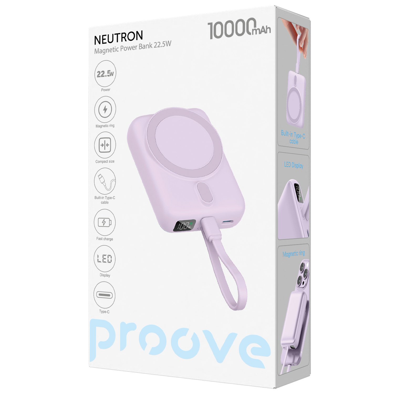 Powerbank Proove Neutron, 10000mAh, 22.5W, wireless, vjollcë