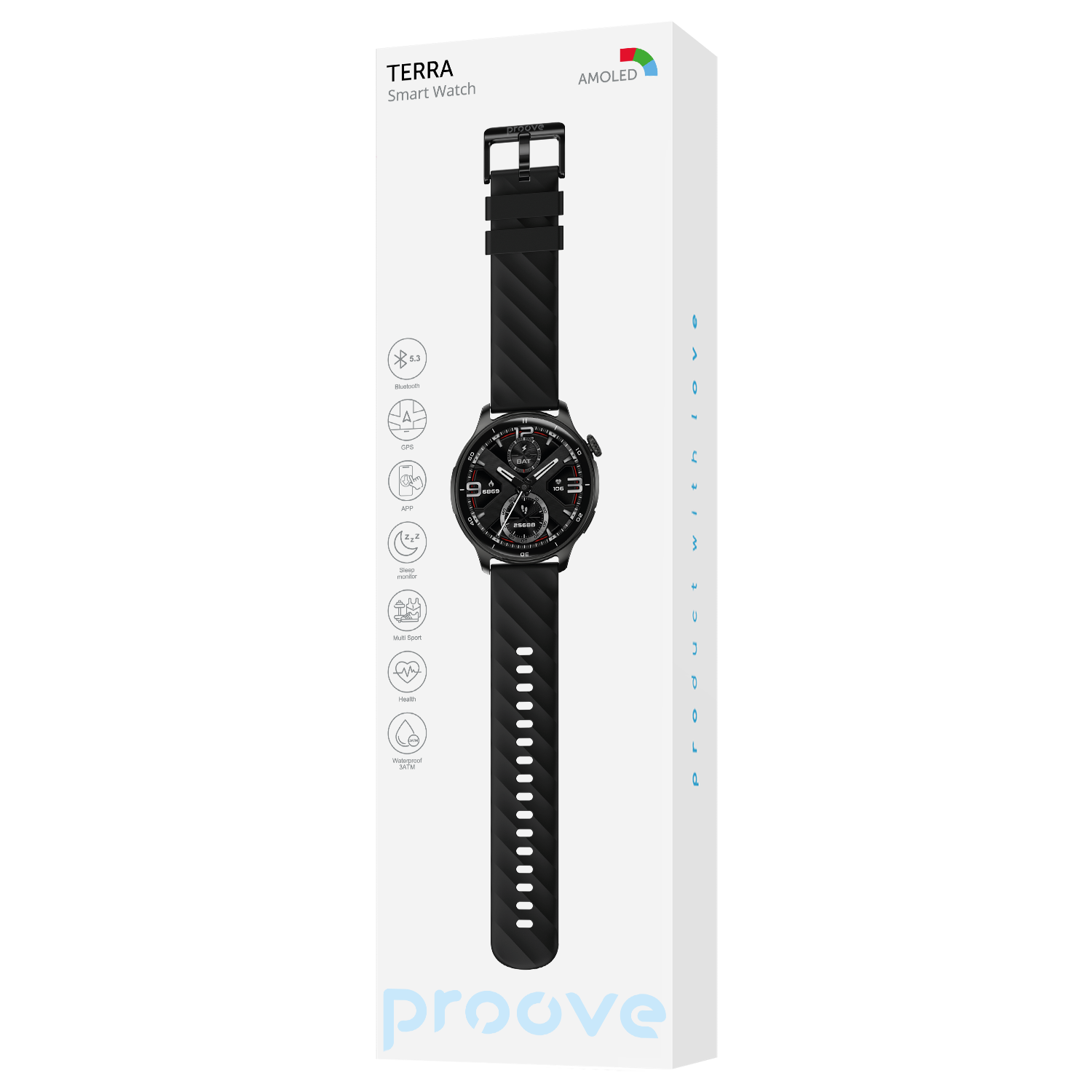 Orë inteligjente Proove Terra me GPS, 1.43" AMOLED, e zezë