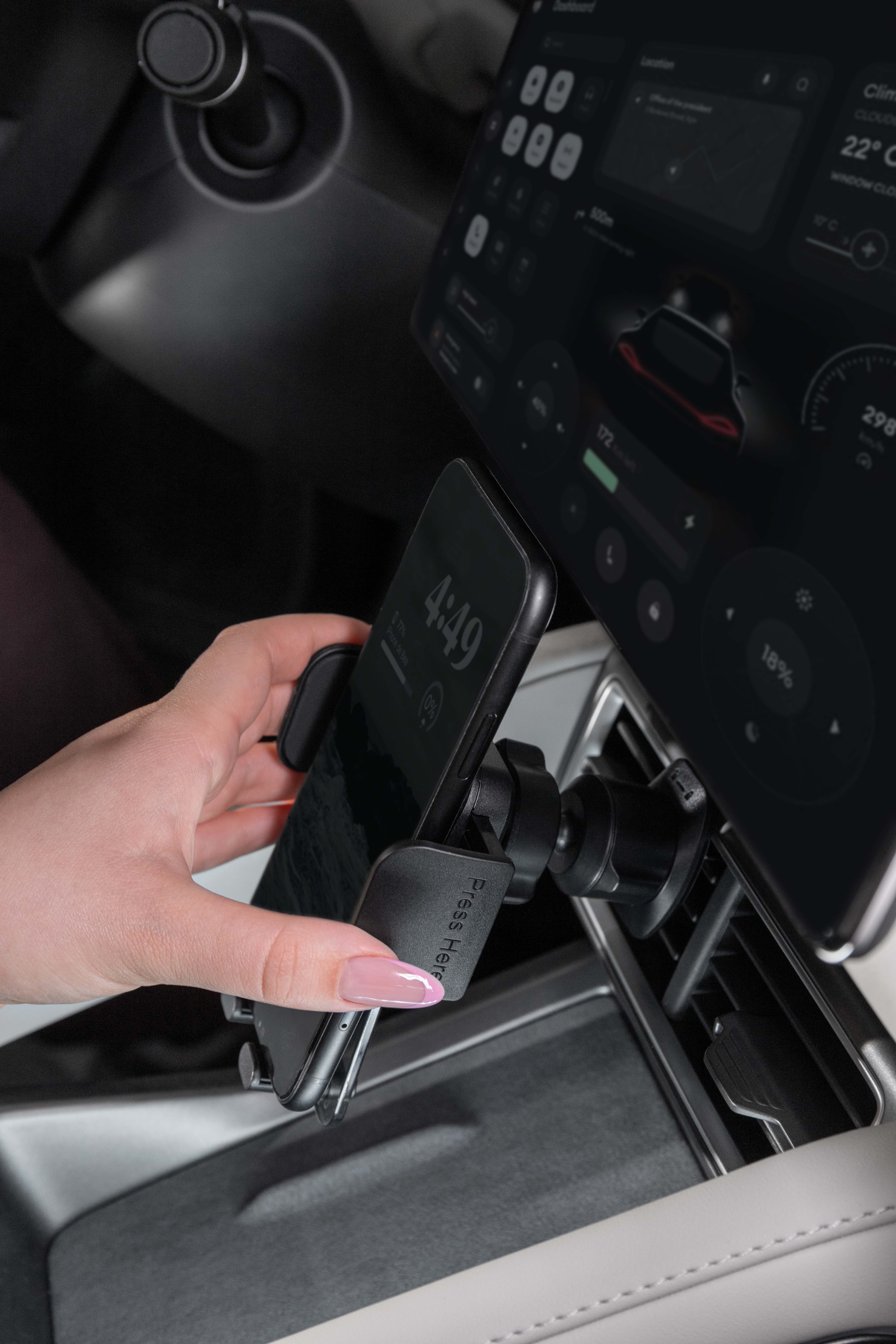 Mbajtëse telefoni për veturë Proove Crystal Clamp Plus, për ventilim, kapëse mekanike, e zezë