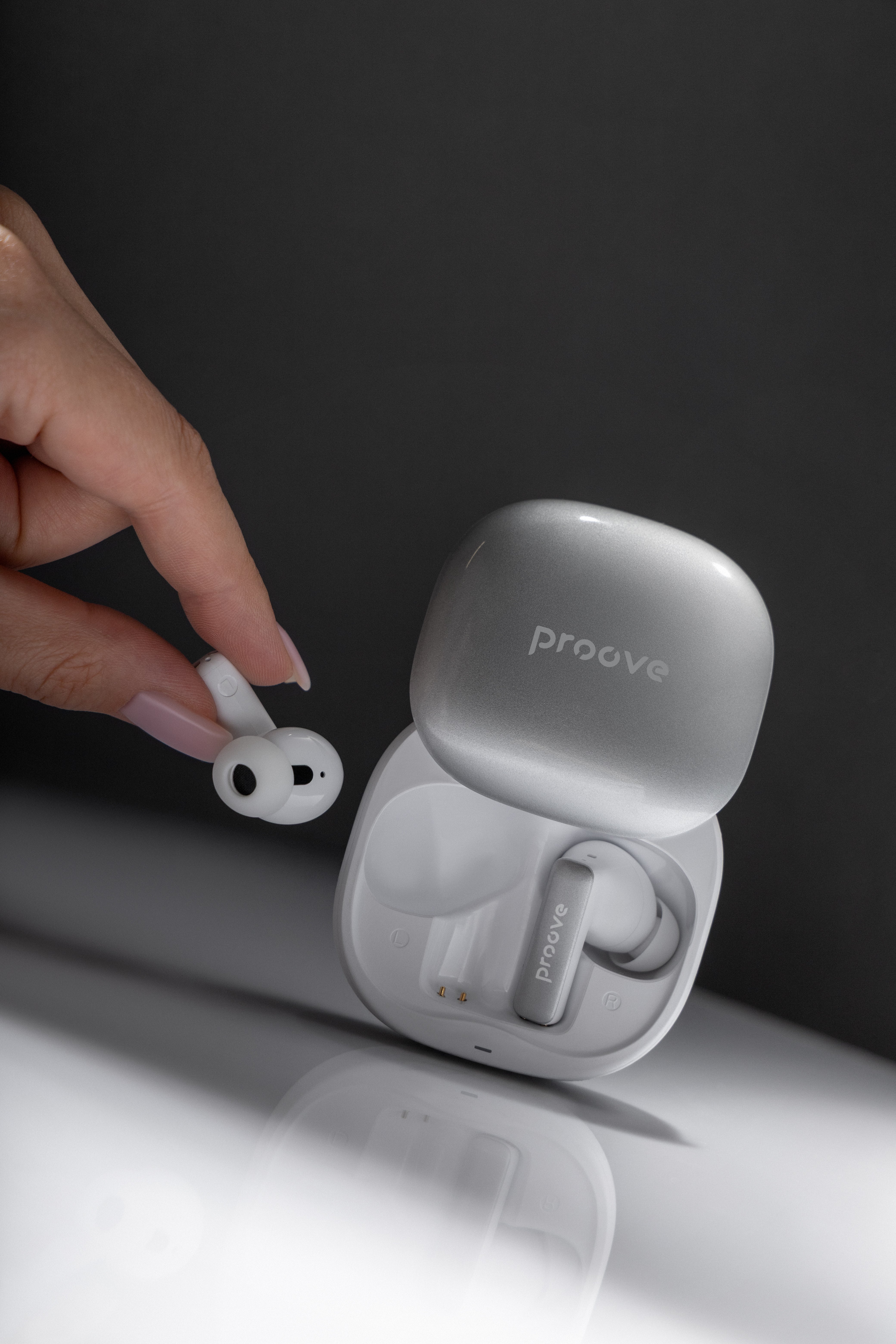 Dëgjuse wireless Proove NoLimit TWS me Hybrid ANC dhe aplikacion inteligjent (APP), të bardha