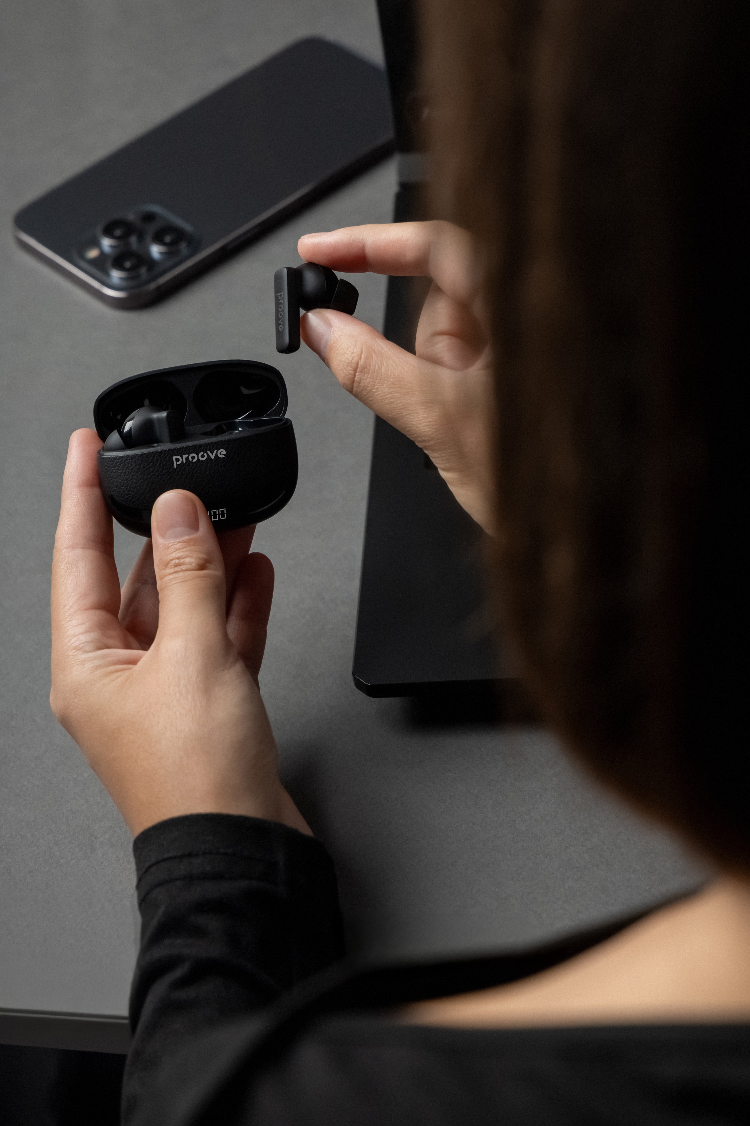 Dëgjuse wireless Proove Dreamer TWS me ANC dhe aplikacion dedikuar (APP), të zeza