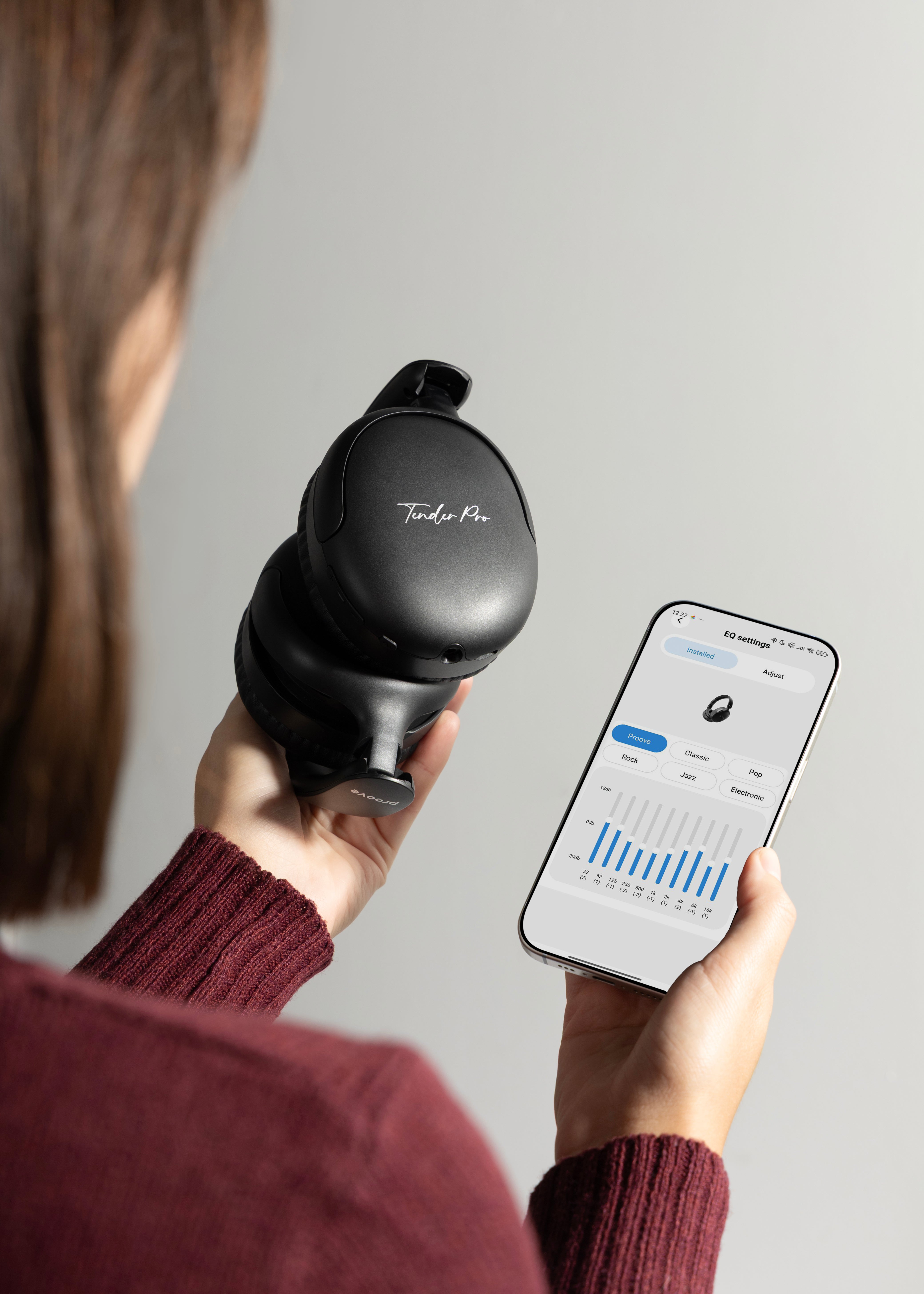 Kufje wireless Proove Tender Pro, me aplikacion, të zeza