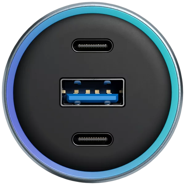 Karikues për makinë Proove Supercharge, 130W, 2×Type-C + USB, metal gri