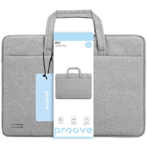 Çantë për laptop Proove Iris 14″, Oxford 300D, gri e çelët