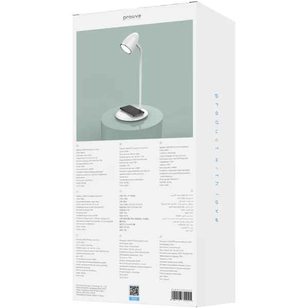 Llambë tavoline Proove Modern, 10W, me karikim wireless, e bardhë