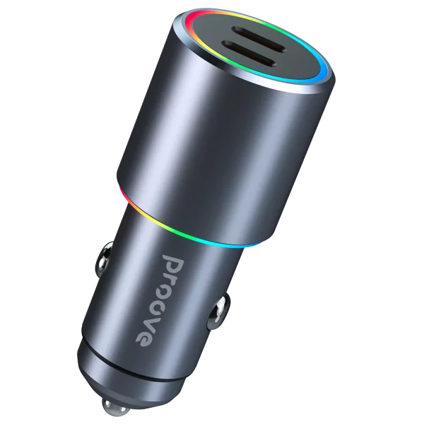 Karikues për makinë Proove Double Energy, 50W, 2×Type-C, metal gri