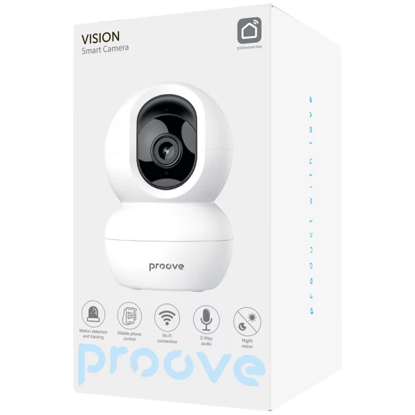 Kamerë sigurie Proove Vision, 3MP, Wi-Fi 2.4GHz, 355° rrotullim, e bardhë