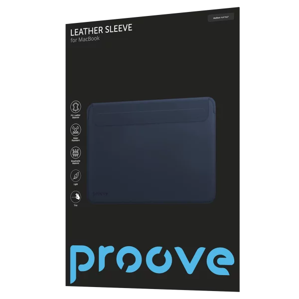 Mbështjellëse Leather Sleeve për MacBook Proove 15.4″ / 16.2″, e kaltër