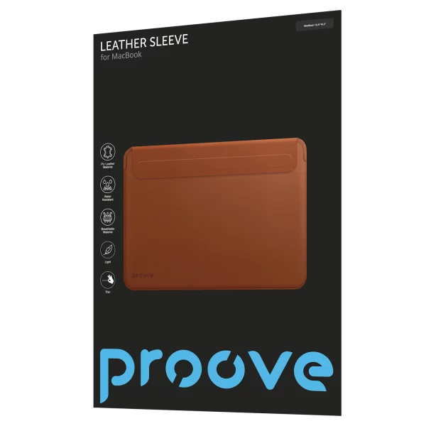 Mbështjellëse Leather Sleeve për MacBook Proove 15.4″ / 16.2″, kafe