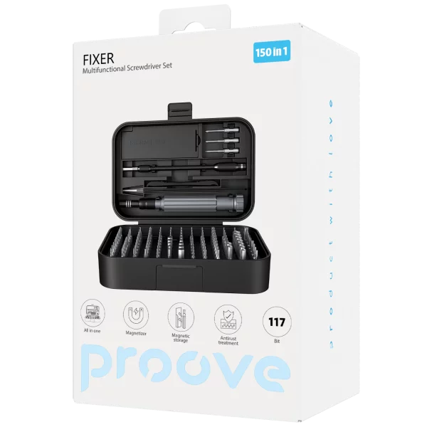 Set veglash Proove Fixer, 150 në 1, CRV, i zi