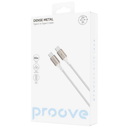 Kabllo karikimi Proove Dense Metal Type-C në Type-C, 60W, 2m, e bardhë