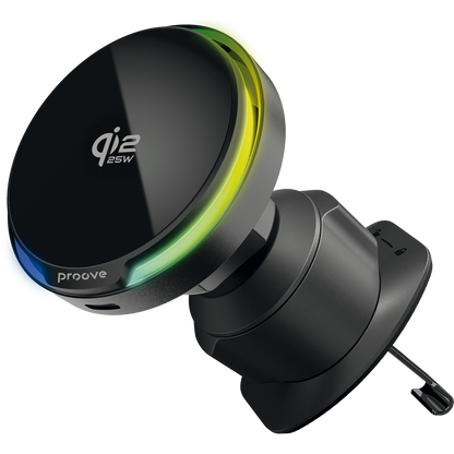 Mbajtëse veture me karikim wireless Proove Spark, Qi2.2, 25W, për ventilim, e zezë