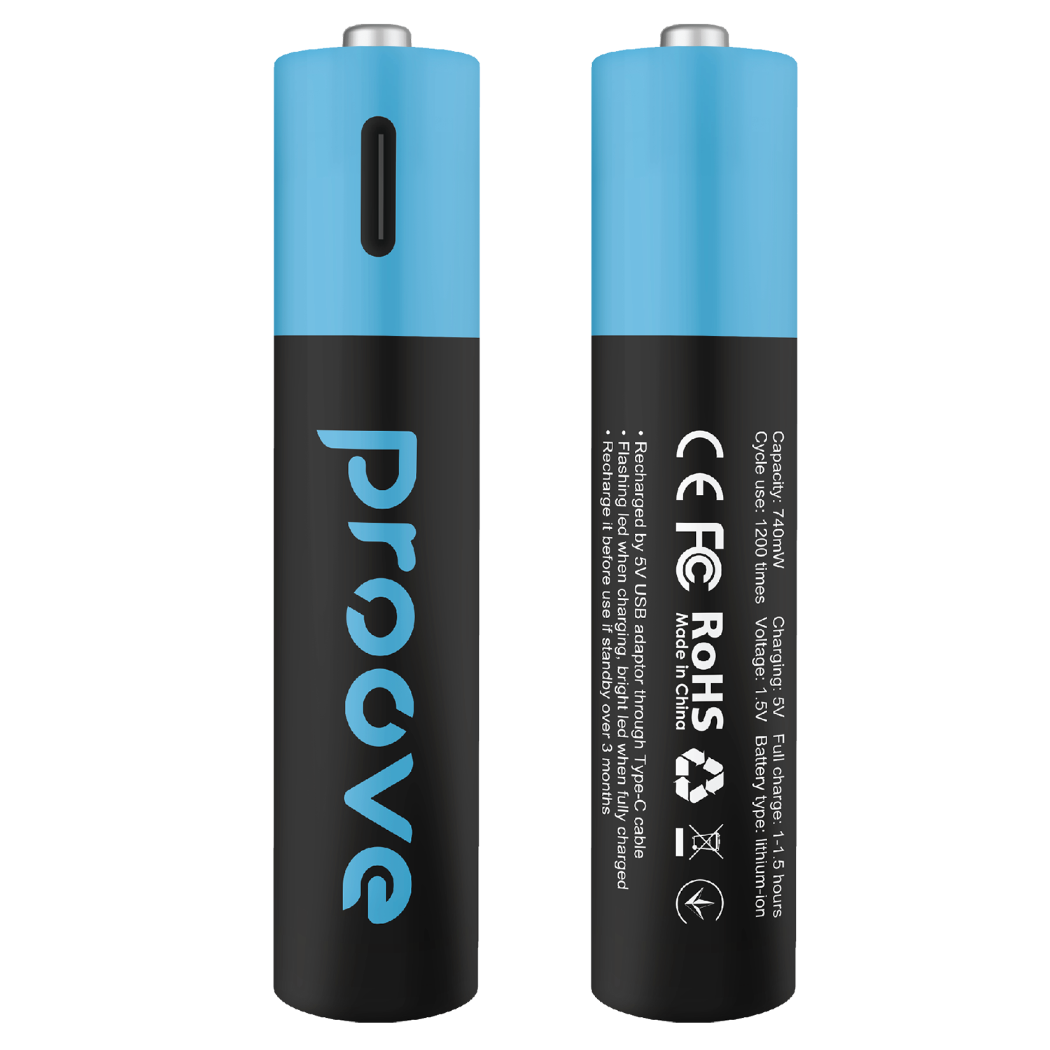 Bateri të rikarikueshme Proove Compact Energy AAA 1.5V, 740mWh, 2 copë