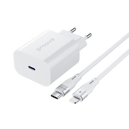 Karikues muri Proove Rapid, 20W, Type-C, me kabllo Type-C në Lightning, e bardhë