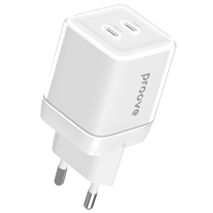 Karikues muri Proove Pure GaN Max, 67W, 2×Type-C, e bardhë