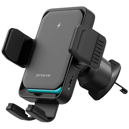 Mbajtëse veture me karikim wireless Proove Sonic Pro, Qi, 15W, për ventilim, e zezë