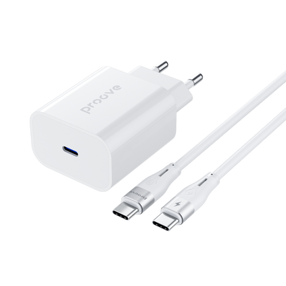Karikues muri Proove Rapid, 30W, Type-C, me kabllo Type-C në Type-C, e bardhë