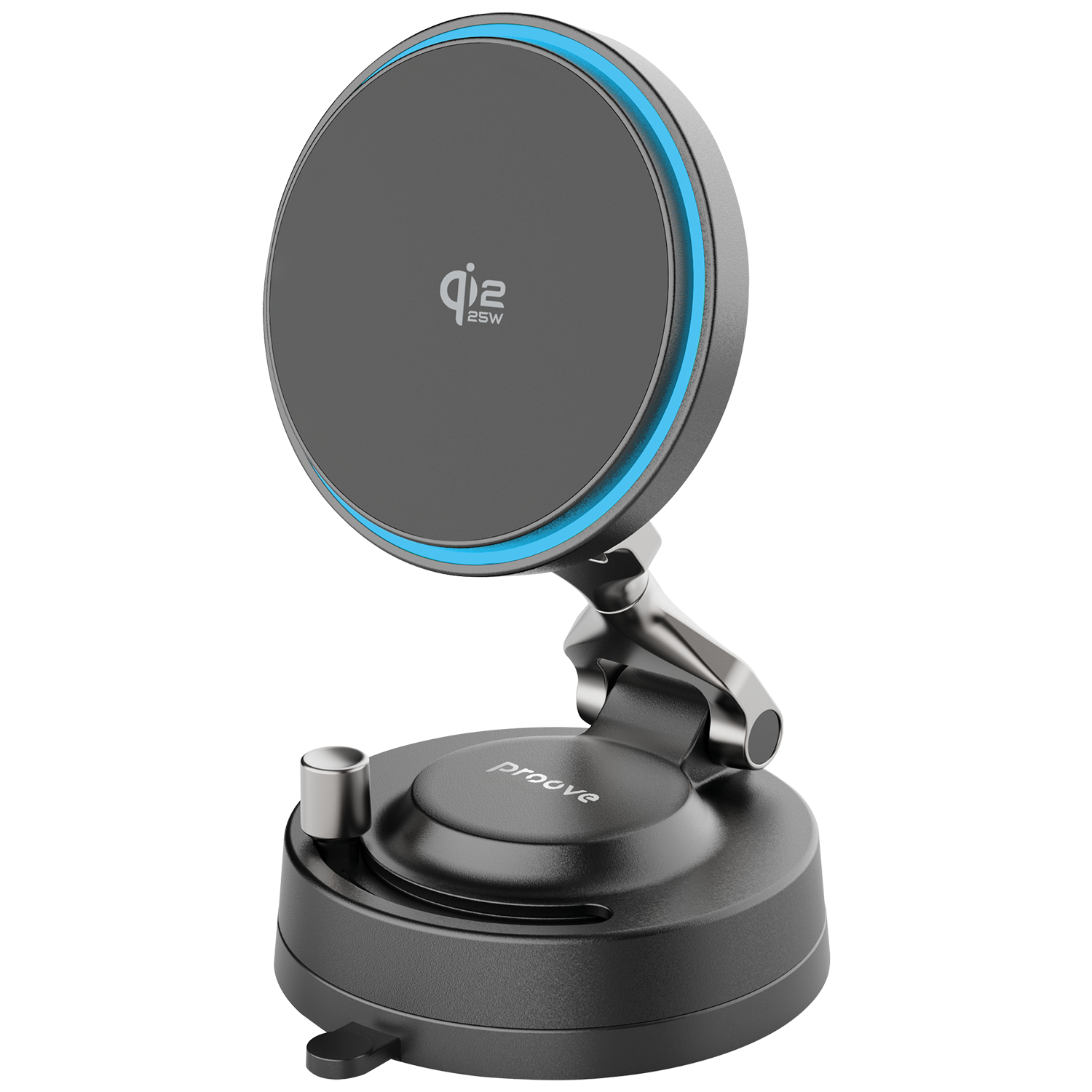 Mbajtëse veture me karikim wireless Proove Jetlock, Qi2, 25W, me thithëse, e zezë