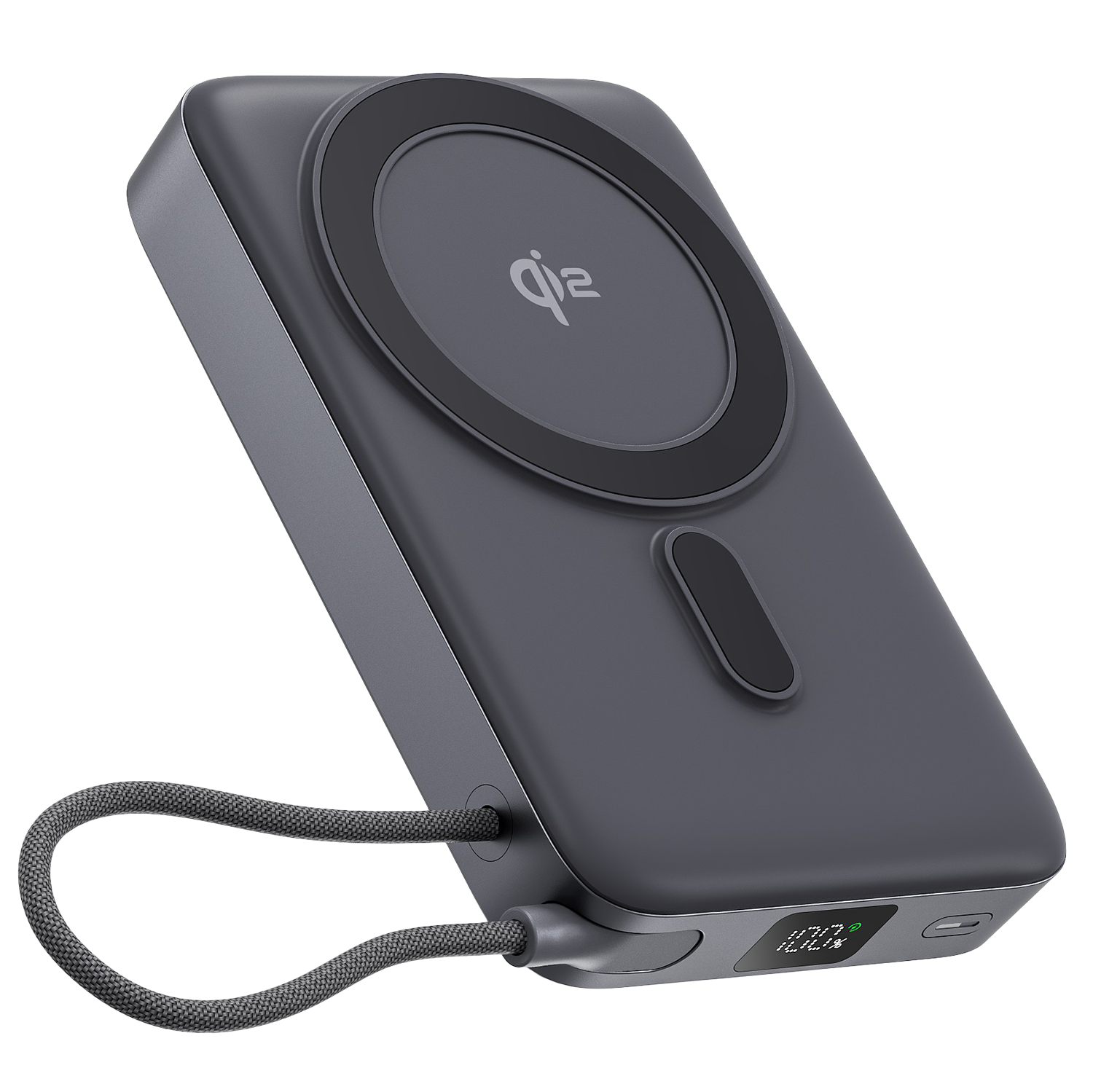Powerbank Proove OverPower, 10000mAh, 35W, Qi2, me kabllo të integruar, gri
