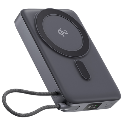 Powerbank Proove OverPower, 10000mAh, 35W, Qi2, me kabllo të integruar, gri