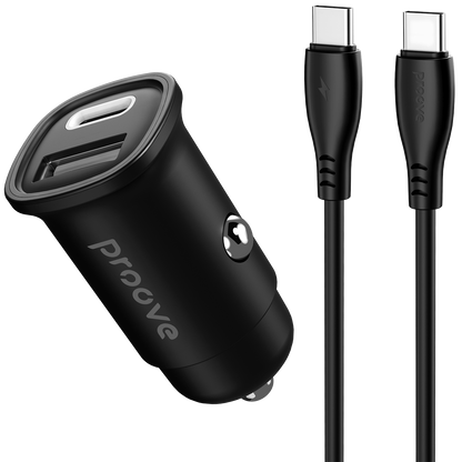 Karikues për makinë Proove Flash, 30W, Type-C + USB, me kabllo, i zi