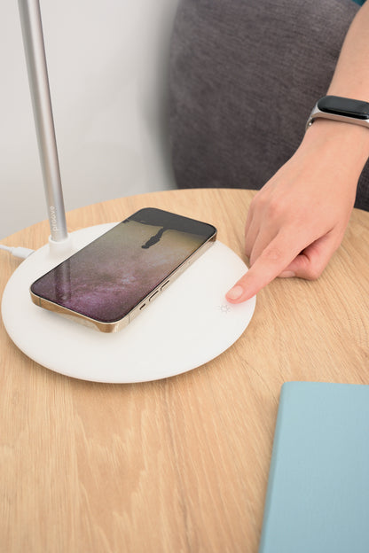 Llambë tavoline Proove Modern, 10W, me karikim wireless, e bardhë