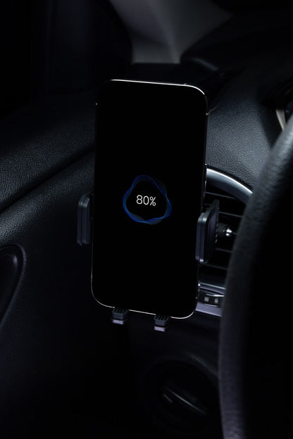 Mbajtëse veture me karikim wireless Proove Sonic Pro, Qi, 15W, për ventilim, e zezë