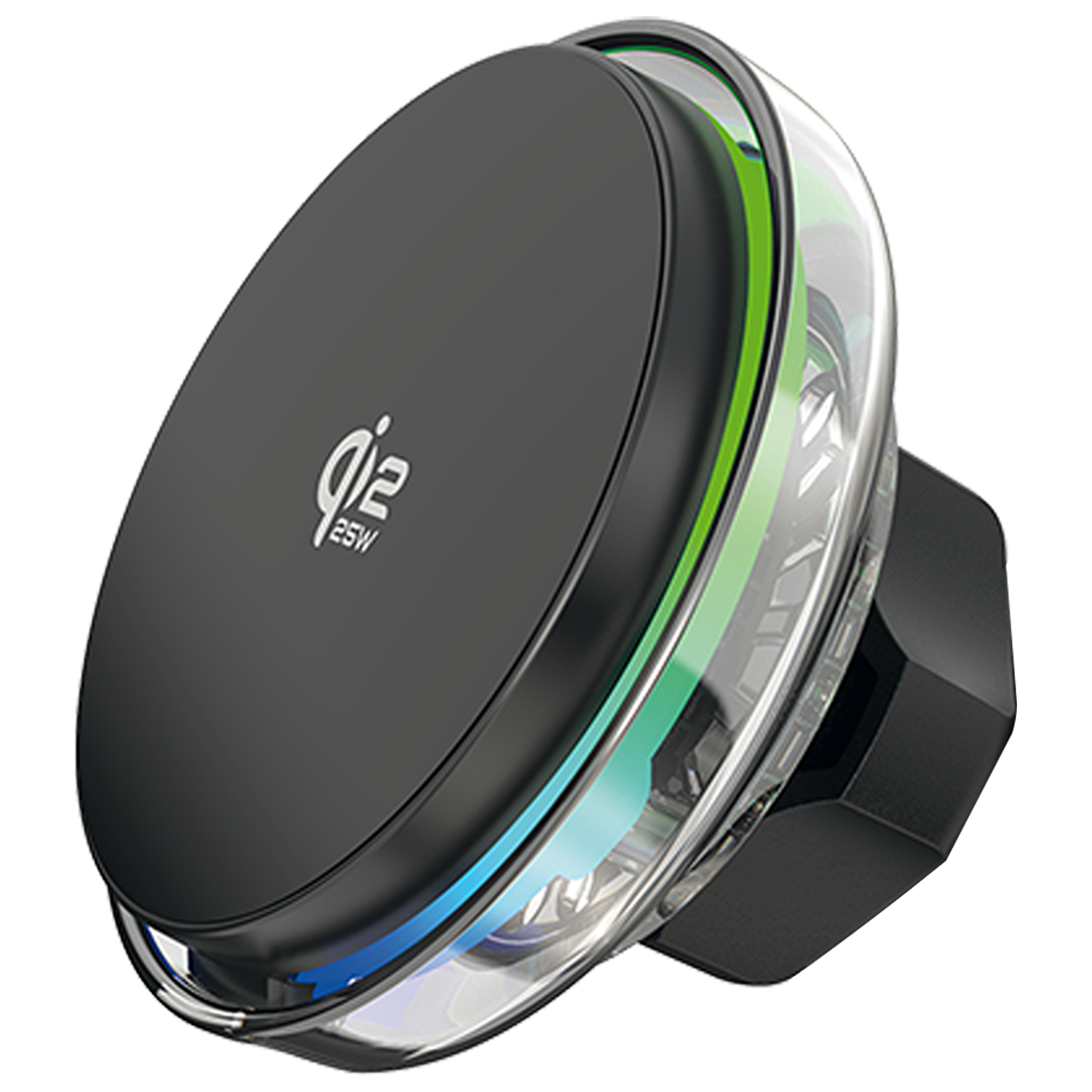 Mbajtëse veture me karikim wireless Proove Light Crystal, Qi2.2, 25W, për ventilim, gri