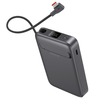 Powerbank Proove OverPower, 10000mAh, 35W, Qi2, me kabllo të integruar, gri