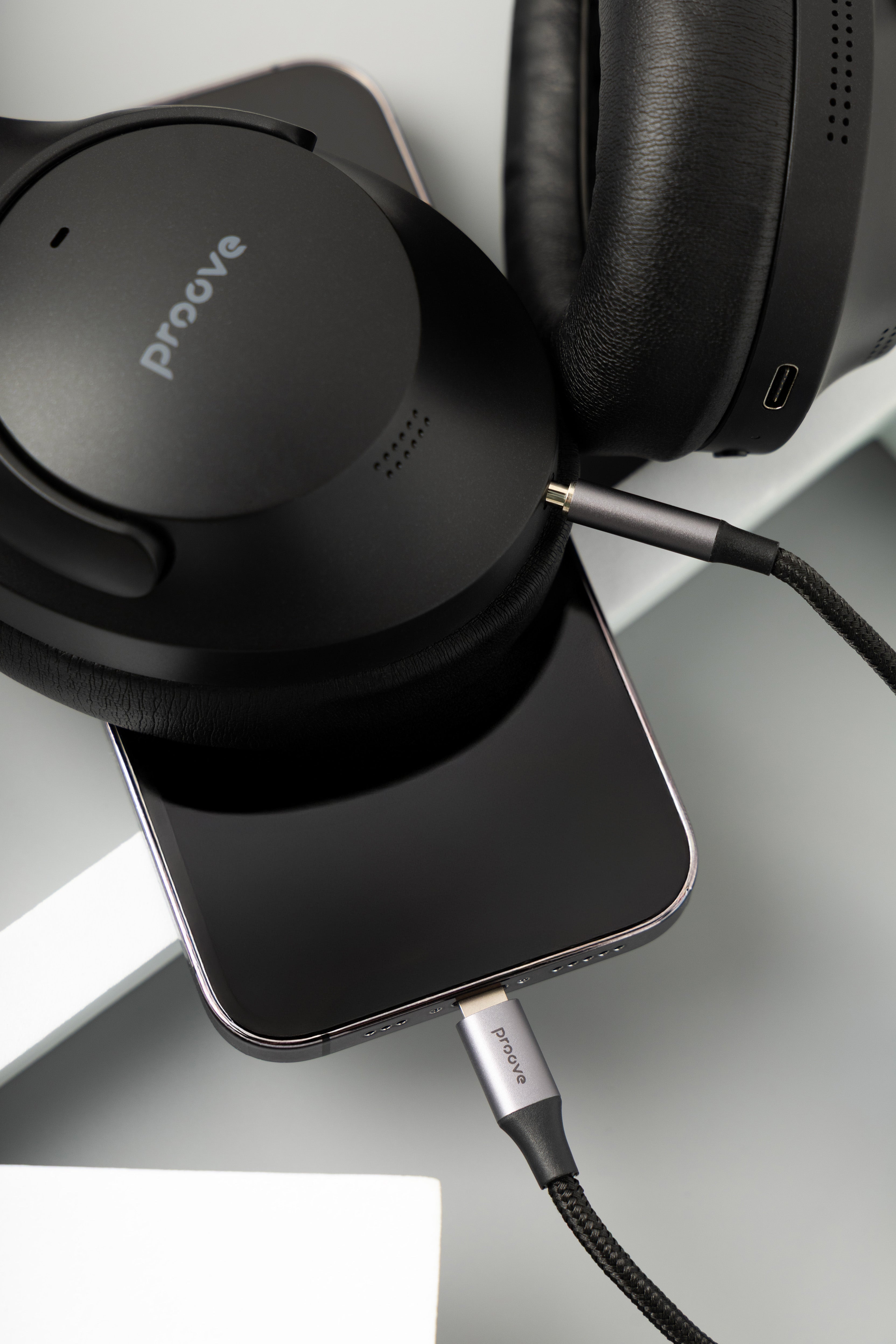 Kabllo audio Proove SoundMesh Type-C në 3.5mm(AUX), 1m, gri