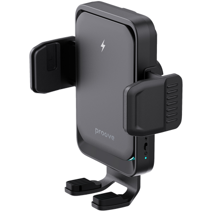 Mbajtëse veture me karikim wireless Proove Sonic Pro, Qi, 15W, për ventilim, e zezë