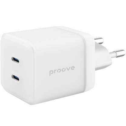 Karikues muri Proove Pure GaN Max, 67W, 2×Type-C, e bardhë