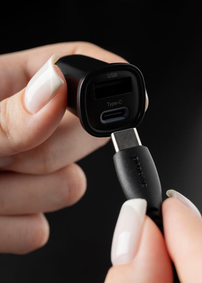 Karikues për makinë Proove Flash, 30W, Type-C + USB, me kabllo, i zi