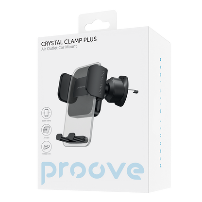 Mbajtëse telefoni për veturë Proove Crystal Clamp Plus, për ventilim, kapëse mekanike, e zezë
