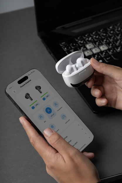Dëgjuse wireless Proove Dreamer TWS me ANC dhe aplikacion dedikuar (APP), të bardha