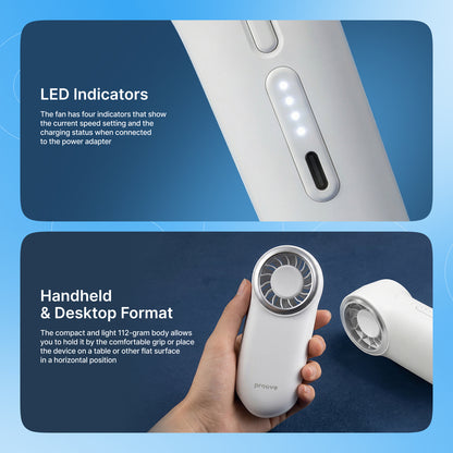Ventilator portativ Proove Wing, 2000mAh, 4W, i kaltër