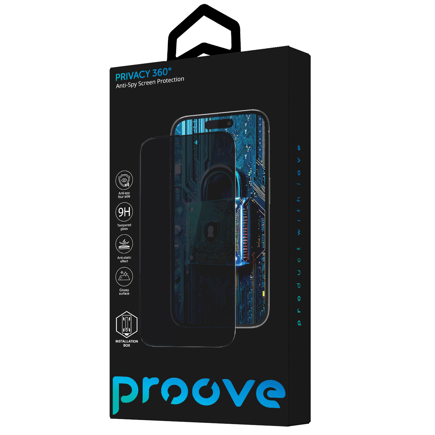 Xham mbrojtës Proove Privacy 360 me Installation Box për iPhone 17 Pro Max, 9H