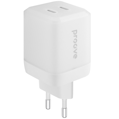 Karikues muri Proove Pure GaN Max, 67W, 2×Type-C, e bardhë